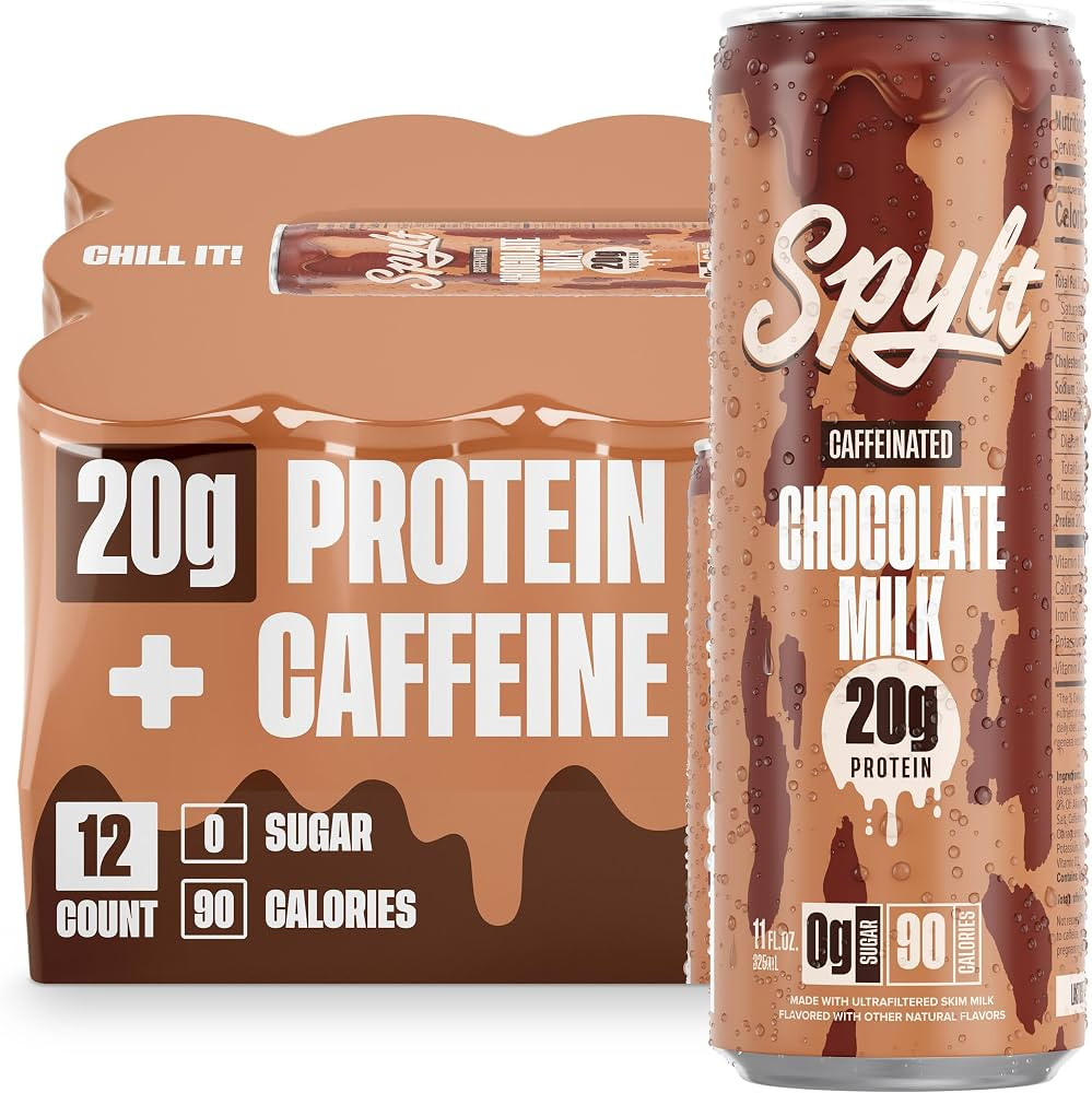 High Protein Chocolate Milk with 60mg Caffeine & 20g Protein - 90 Calories, Ready to Drink, Sugar... | Amazon (US)