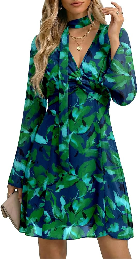 Dokotoo Mesh Sexy Dresses for Women Long Sleeve Mini Dress | Amazon (US)