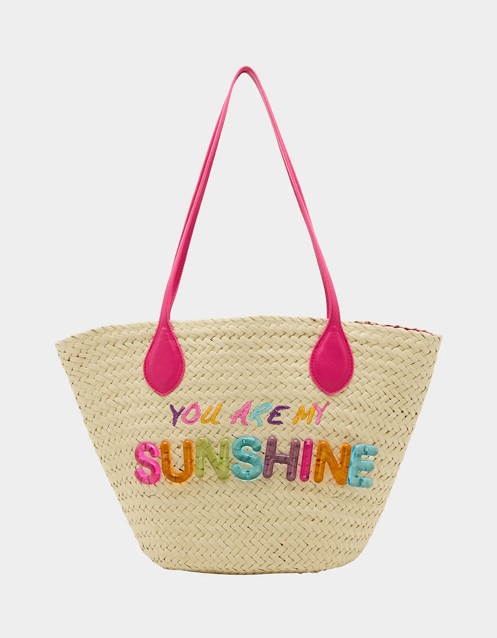 SUNSHINE TOTE NATURAL | Women's Woven Straw Shoulder Strap Tote Handbag | Betsey Johnson