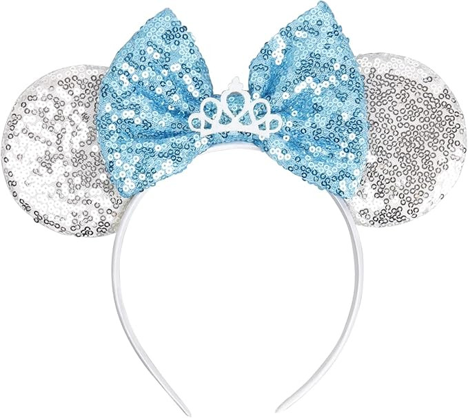 Mouse Ears Headbands for Women Girls Sparkle Bow Hairbands for Cosplay Costume Princess Party Dec... | Amazon (US)