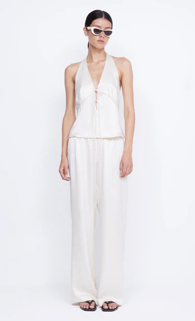 KAIA SILK HALTER TOP - IVORY | Bec & Bridge (Global)