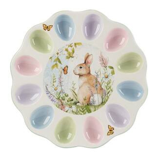 Multi-Colored Easter Meadow Round Deviled Egg Plate | The Home Depot