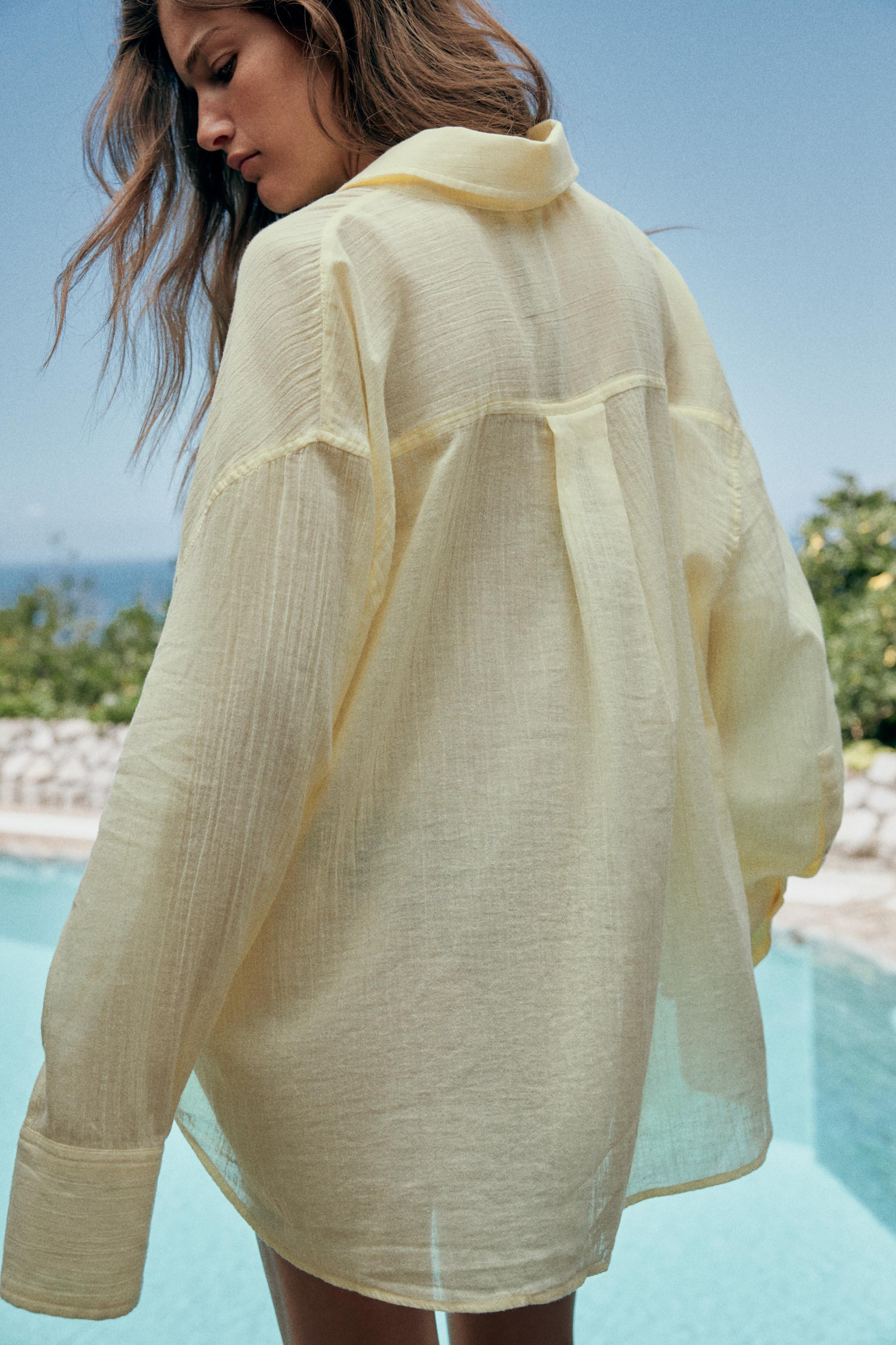 OVERSIZE GAUZE SHIRT WITH POCKET | Zara UK