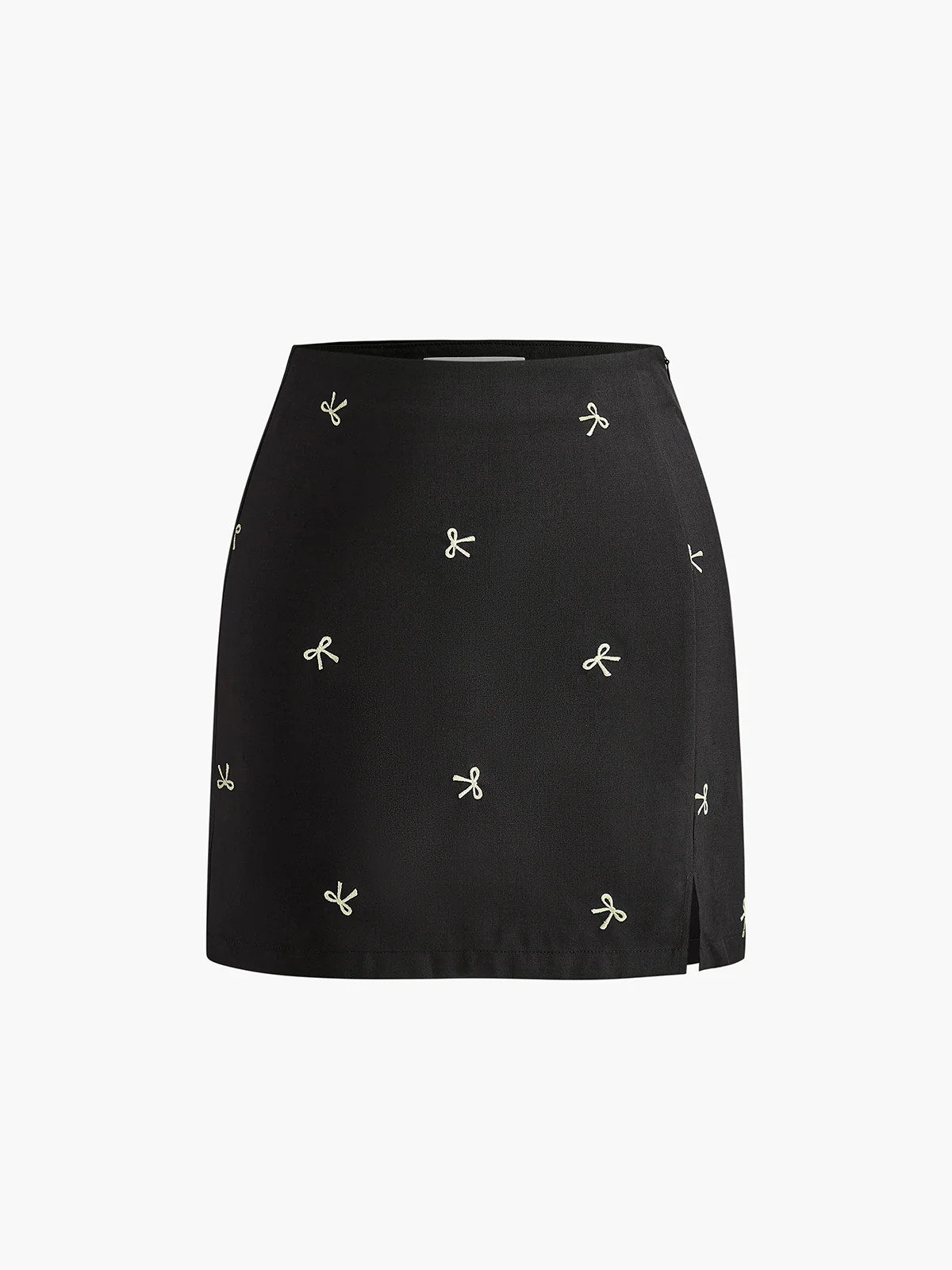 Bow Detail Zipper A Line Skirt | Commense