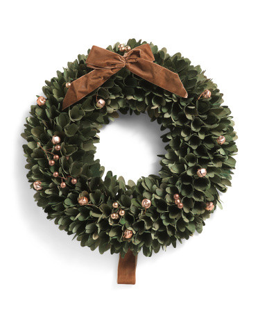 18in Mix Wood Curl Wreath With Bow | TJ Maxx