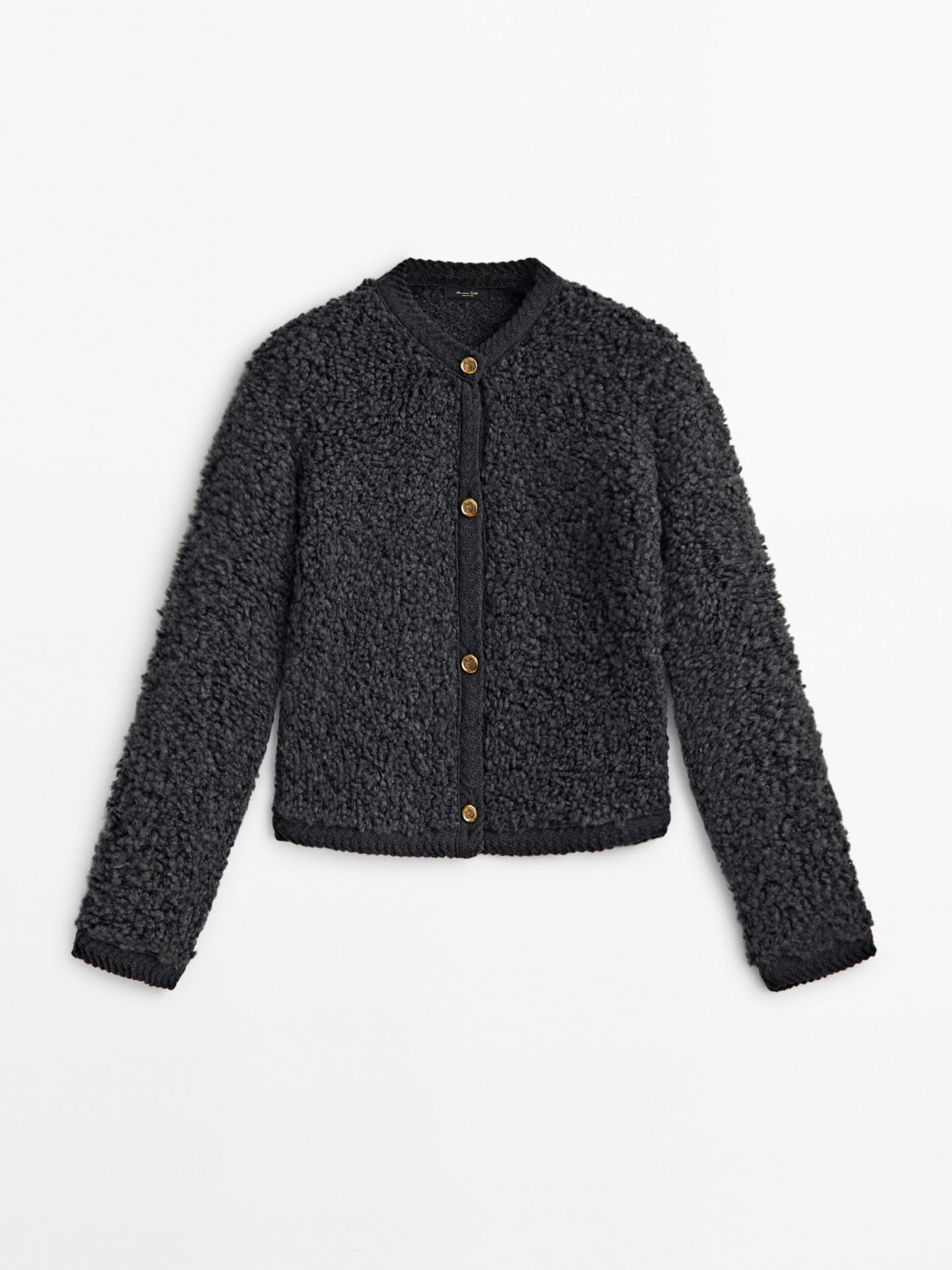 Strickcardigan aus Bouclé mit Knöpfen | Massimo Dutti DE