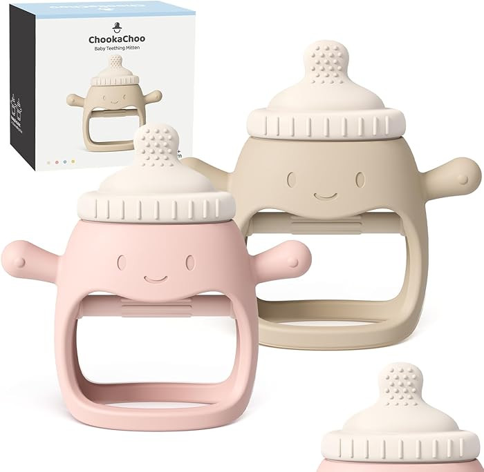 2Pack Baby Teething Toy for Over 3 Month, Food Grade Silicone Teething Mitten, Anti Dropping Wris... | Amazon (US)