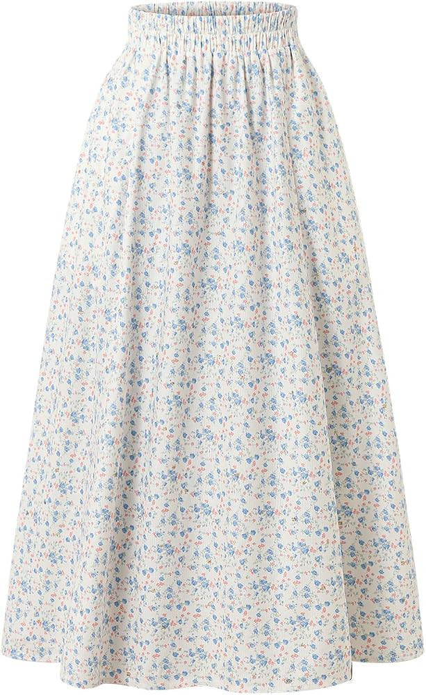 Women's High Waist Printed Skirt Elastic Waist Swing Elegant Pocket Leisure Skirt in Spring Summe... | Amazon (US)