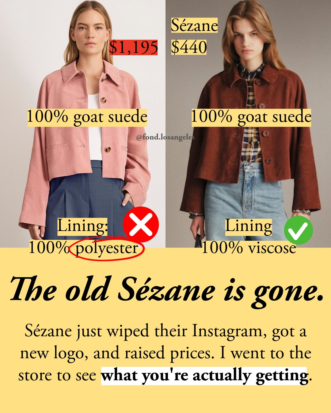 Sézane's fall 2026 pieces where the money actually shows up: goat suede and lambskin lined in viscose, cotton twill coats with body and drape, and fuzzy knits in the funnel-neck shapes designers are charging five to twenty times more for. Two caveats before you cut the tags – check suede collar points and cuff edges for uneven pile, because I found one defective jacket in store, and the Basile and Solal bags are split leather, so brush and waterproof them before the first wear. mules, boots, coat, shirt, cardigan, jacket, jumper, blouse, trench coat, bag, dress, sweater

#LTKootd #LTKSeasonal