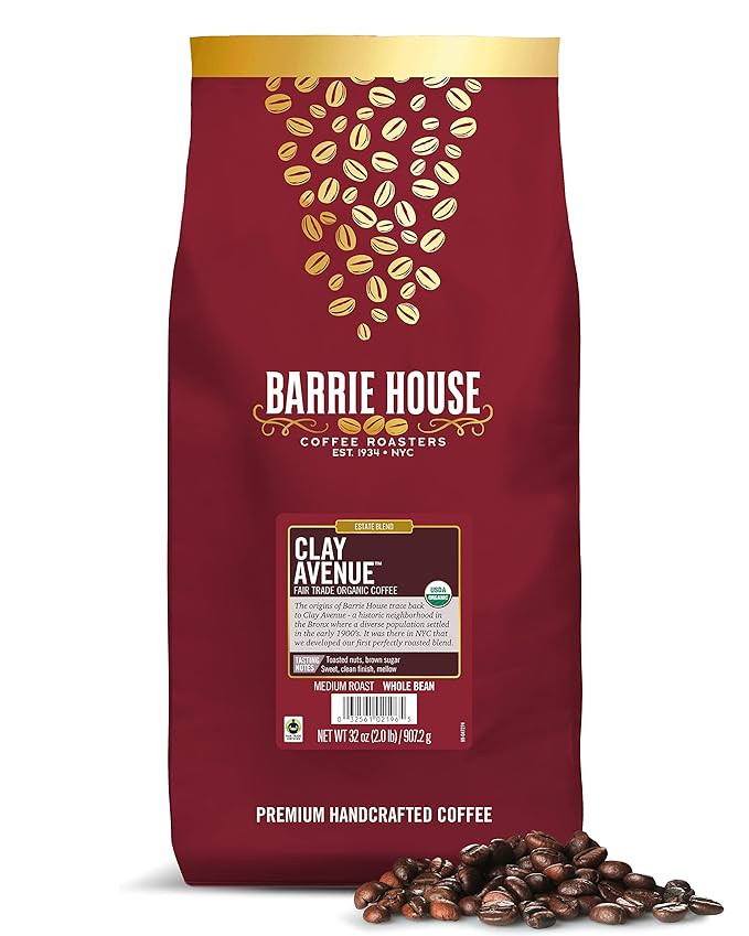 Barrie House Clay Avenue Donut Shop Whole Bean Coffee, 2 lb Bag | Fair Trade Organic Certified | ... | Amazon (US)