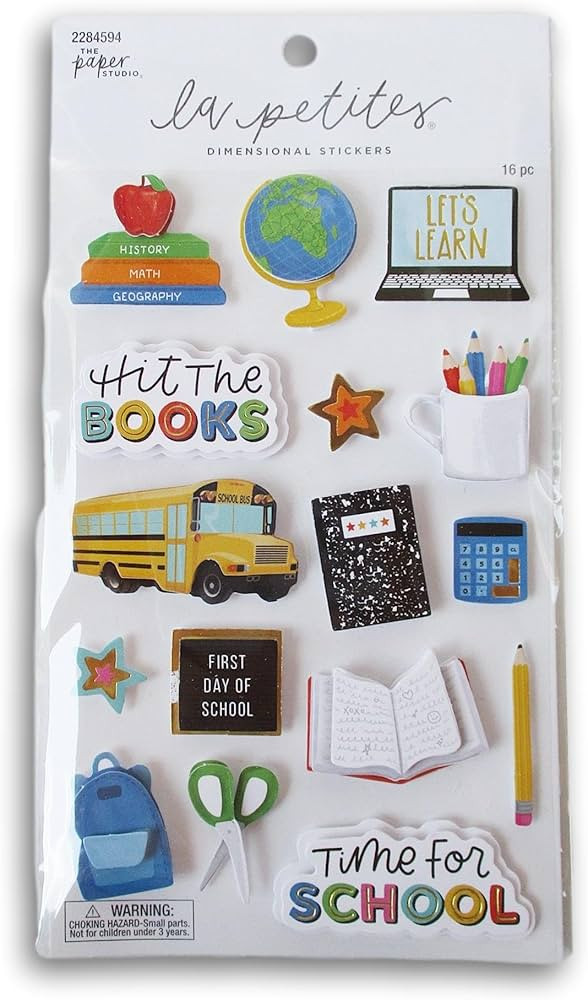 Time for School 3D Stickers for Crafts, Scrapbooks, Cardmaking - 16 Pieces | Amazon (US)