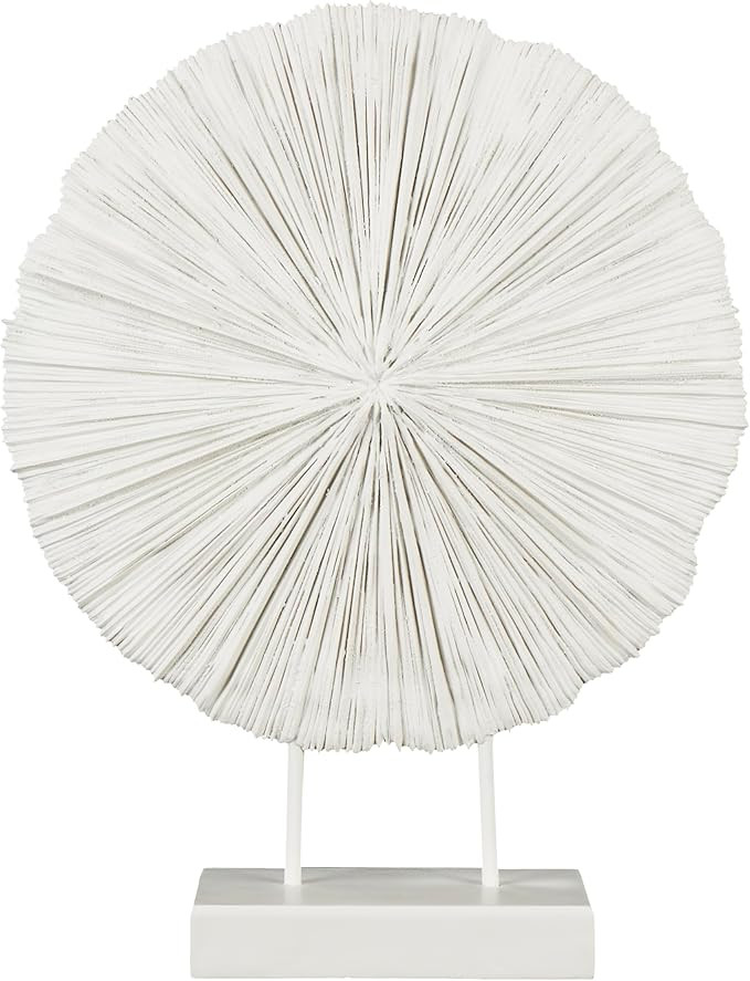 Deco 79 Resin Coral Textured Round Sculpture with Elevated Stand, 18" x 5" x 23", Cream | Amazon (US)
