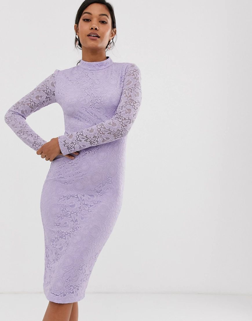 AX Paris mauve bodycon high neck midi dress-Purple | ASOS (Global)