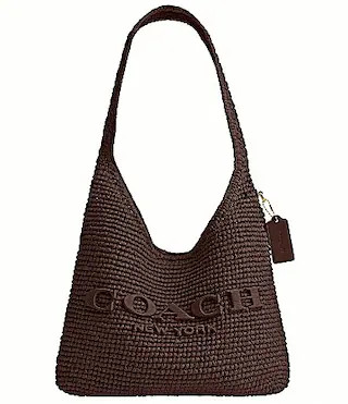 COACH Brooklyn 28 Straw Shoulder Bag - Maple | Dillard's