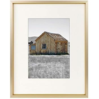 Frametory, 11x14 Aluminum Gold Photo Frame with Ivory Color Mat for 8x10 Picture & Real Glass, Me... | Amazon (US)
