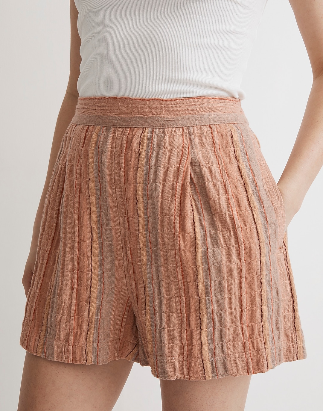 Clean Pull-On Shorts in Herringbone Stripe | Madewell