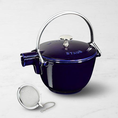 Staub Enameled Cast Iron Round Tea Kettle, 1-Qt., Sapphire Blue | Williams-Sonoma