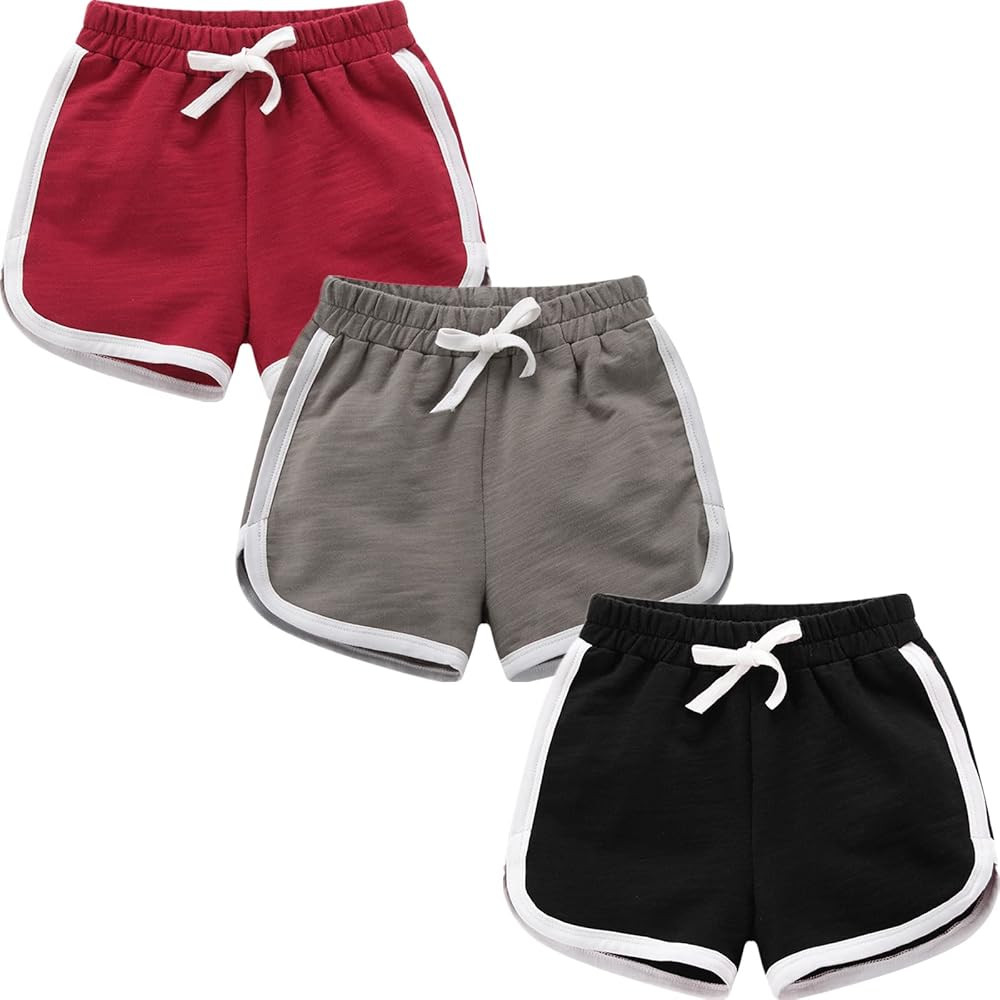 3 Pack Little Big Girls Running Athletic Cotton Shorts Toddler Kids Workout Dance Dolphin Short | Amazon (US)