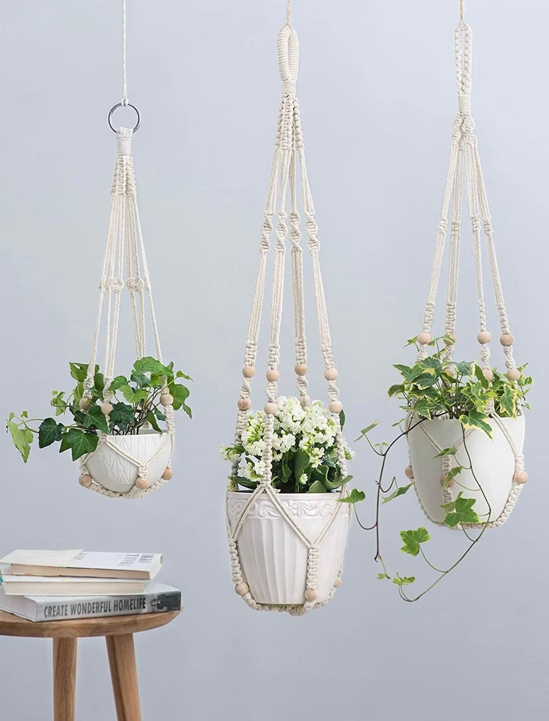 3 Pack Macrame Plant Hangers Indoor Different Size Hanging Planter Basket Flower Pot Holder With ... | Etsy (US)