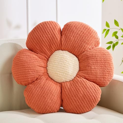 XIAIJIA Flower Pillow Flower Shaped Pillow Cushion Decorative Daisy Pillow for Bed Cute Throw Pillow Flower Floor Pillow Soft Seat Cushion Orange Flower Cushion 19.6" | Amazon (US)