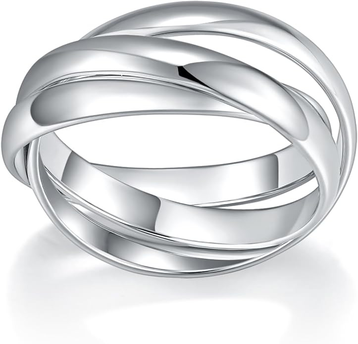 Sterling Silver Interlocking Ring for Women - 925 Trinity Rolling Ring - Handmade Dainty Stackabl... | Amazon (US)