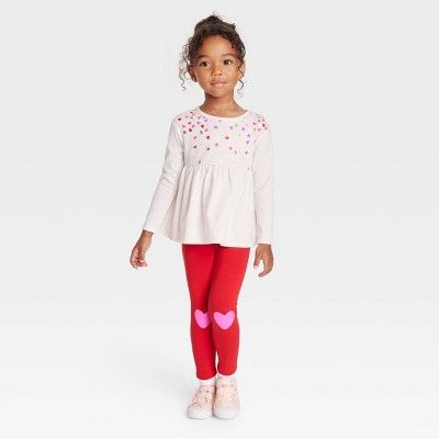 Toddler Girls' Heart Top & Leggings Set - Cat & Jack™ Cream | Target