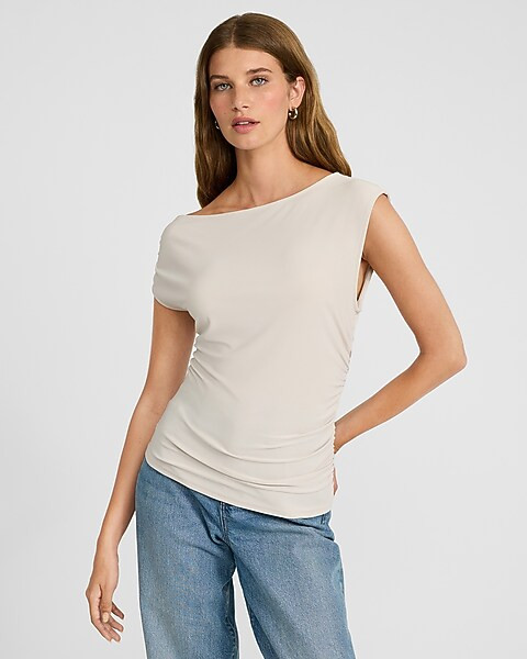Matte Jersey Draped Off The Shoulder Tee | Express