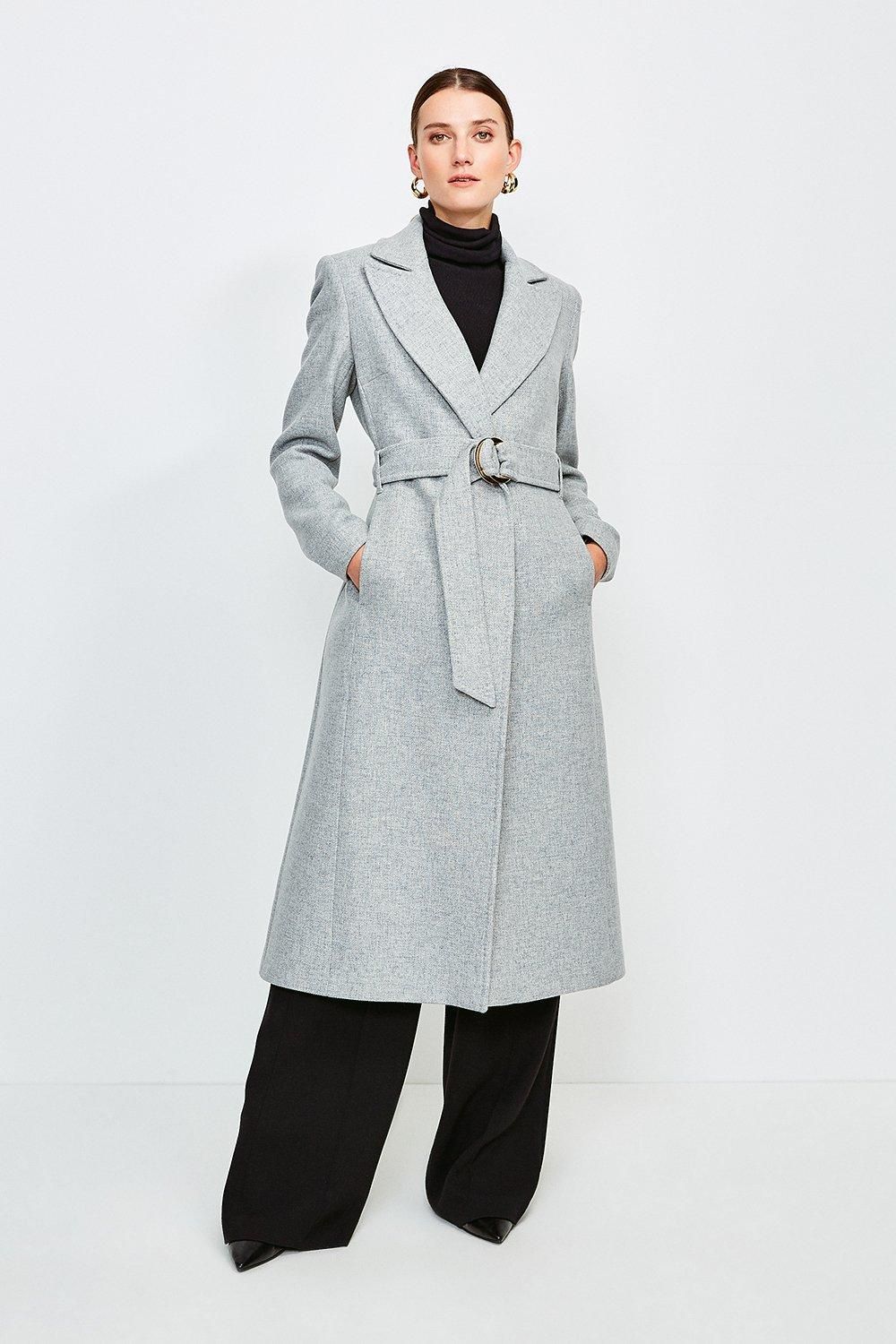Ring Belted Classic Wool Coat | Karen Millen UK & IE