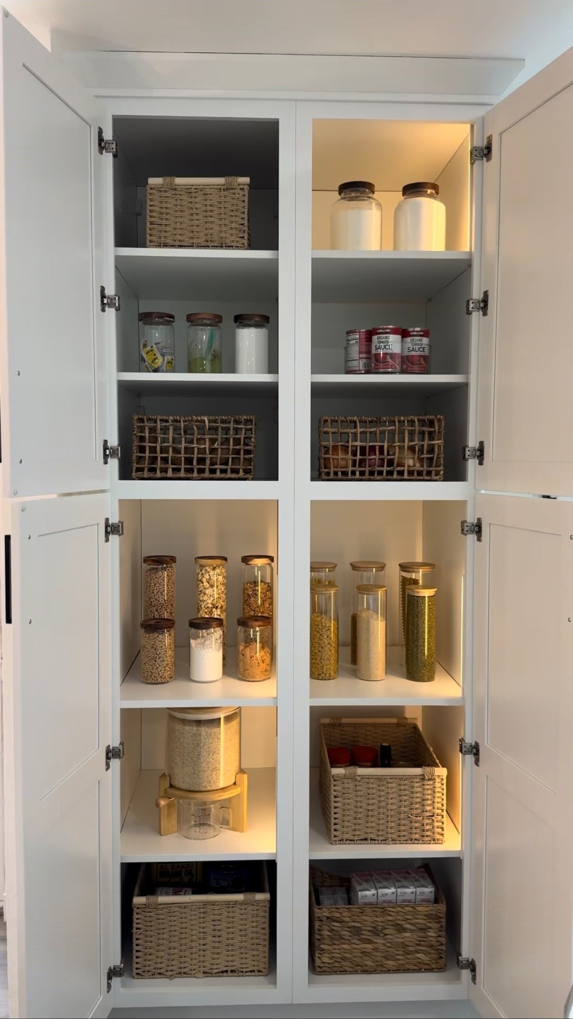 Pantry organizers & lights linked below 🤍 #pantryorganization #pantryorganizers #organizedhome #organizedkitchen 

#LTKHome