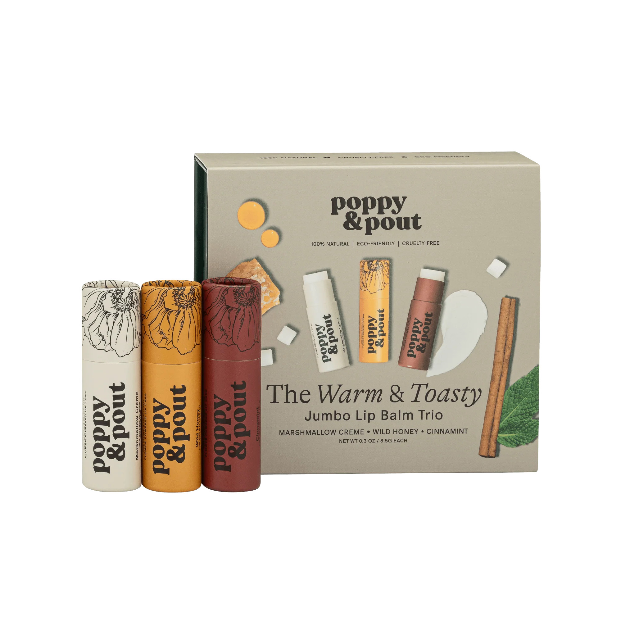 Buy Warm & Toasty Lip Balm Trio Gift Set – Poppy & Pout | Poppy & Pout