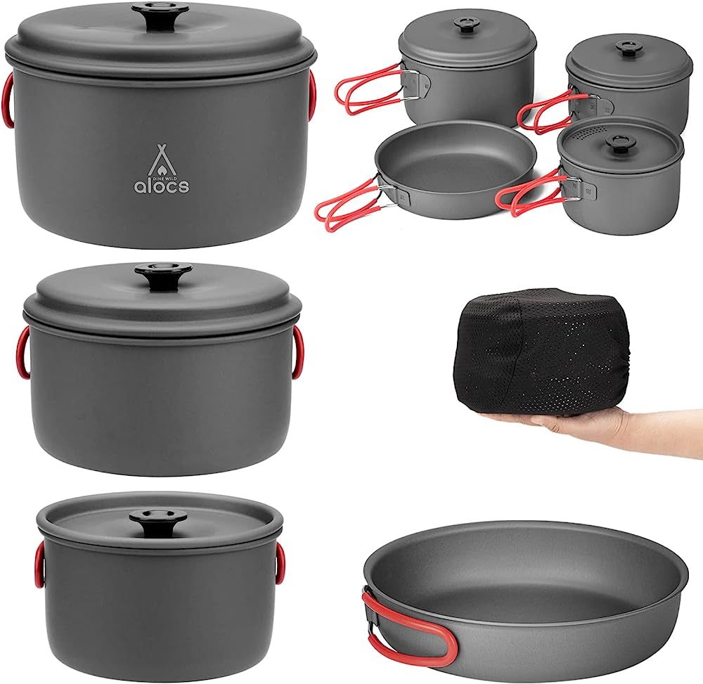 Alocs Camping Cookware, Compact/Lightweight/Durable Camping Pots and Pans Set, Camping Cooking Se... | Amazon (US)