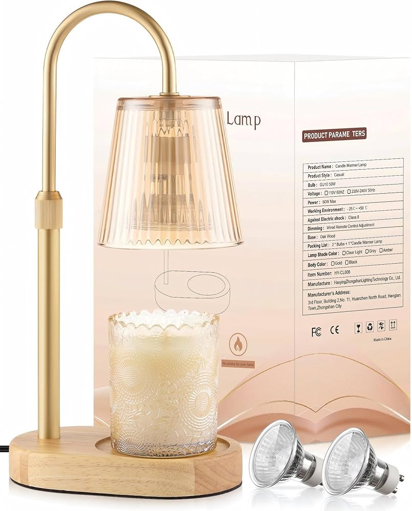 Adjustable Candle Warmer Lamp with Timer - Electric Light Wax Warming Dimmable Flameless Top Melt... | Amazon (US)