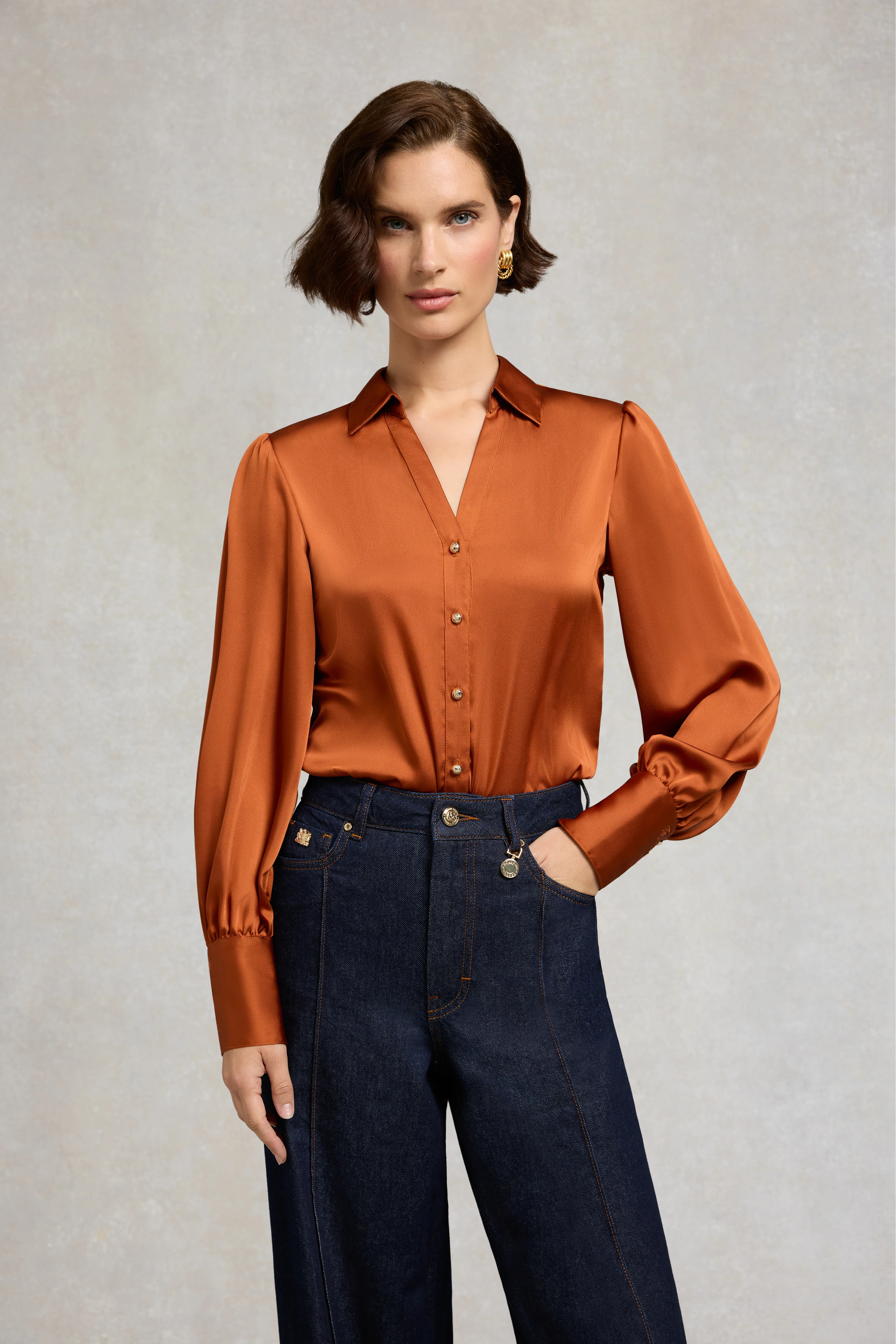 Annie V-Neck Shirt (Copper) | Holland Cooper