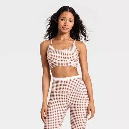 Women's Piped Sports Bra - JoyLab™ Brown M | Target