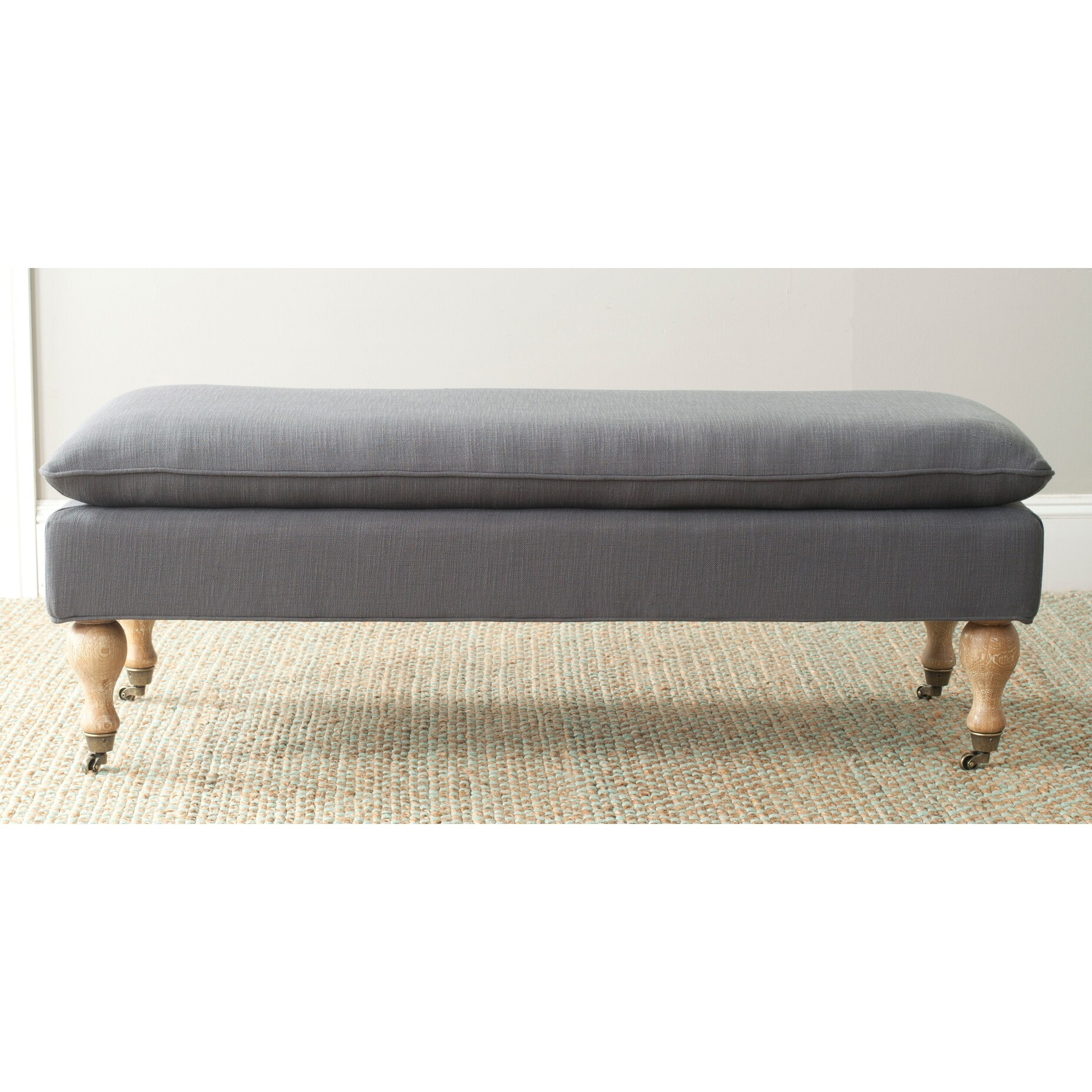 SAFAVIEH Hampton Grey Cotton Blend Pillow Top Bench - 51.8" x 20.7" x 19.1 | Bed Bath & Beyond