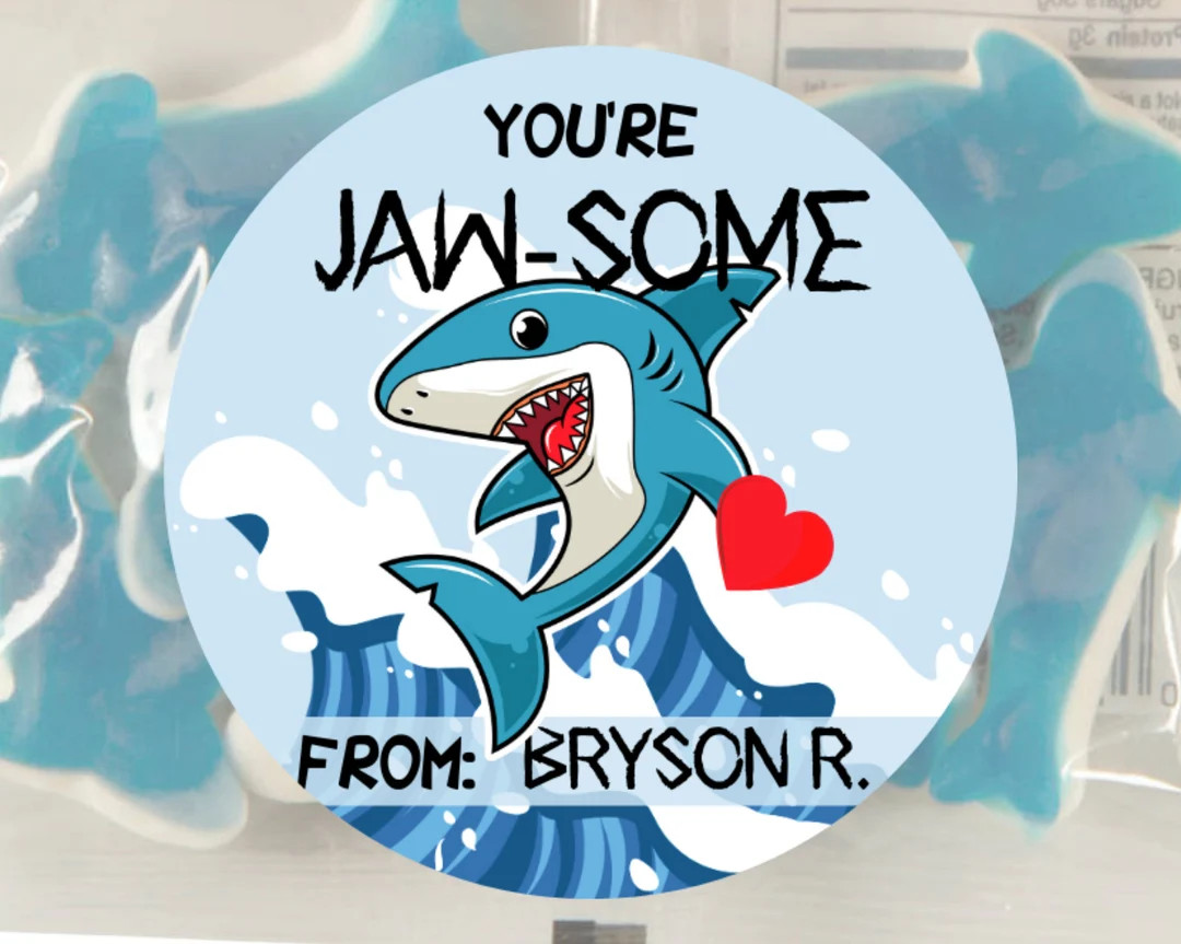 Shark Valentine's Day Stickers for Kids Personalized - Etsy | Etsy (US)