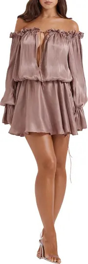 Chaya Metallic Off the Shoulder Long Sleeve Minidress | Nordstrom