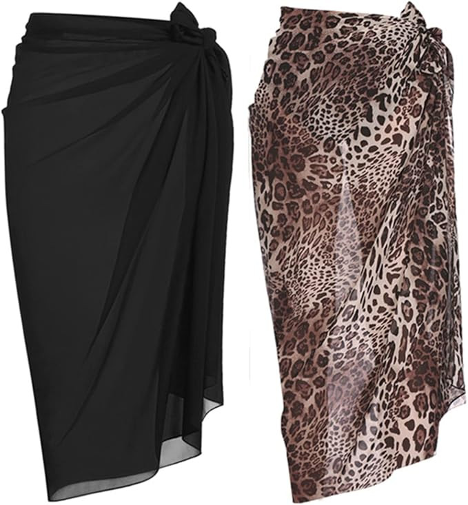 Ekouaer Women Sarong Swimsuit Coverups Chiffon Long Bikini Wraps Sheer Beach Bathing Suit Cover U... | Amazon (US)