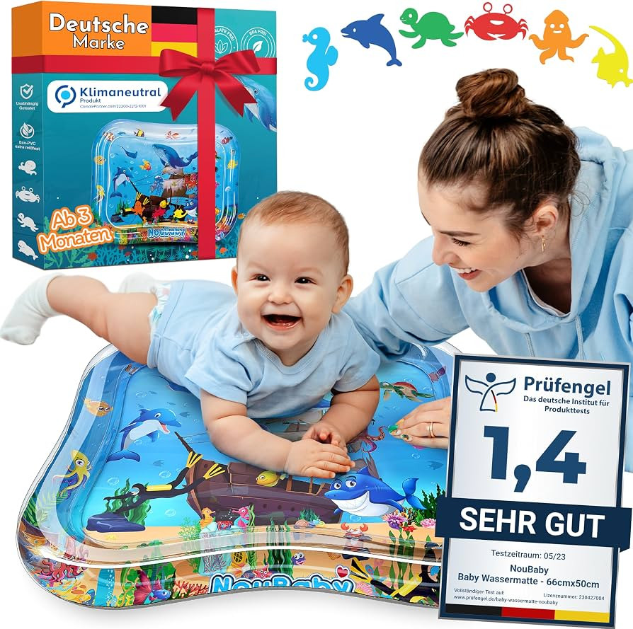 NouBaby® Wassermatte Baby BPA Frei Groß I Babymatte und Spielzeug ab 3, 6 und 9 Monate I Wasser... | Amazon (DE)