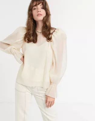 & Other Stories puff sleeve chiffon blouse in soft yellow | ASOS (Global)