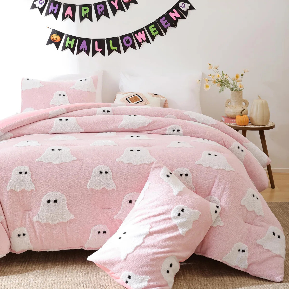 Smoofy Halloween Comforter Set 3 Pieces- 3D White Ghosts Lightweight Comforter With Two Pillowcas... | Wayfair North America