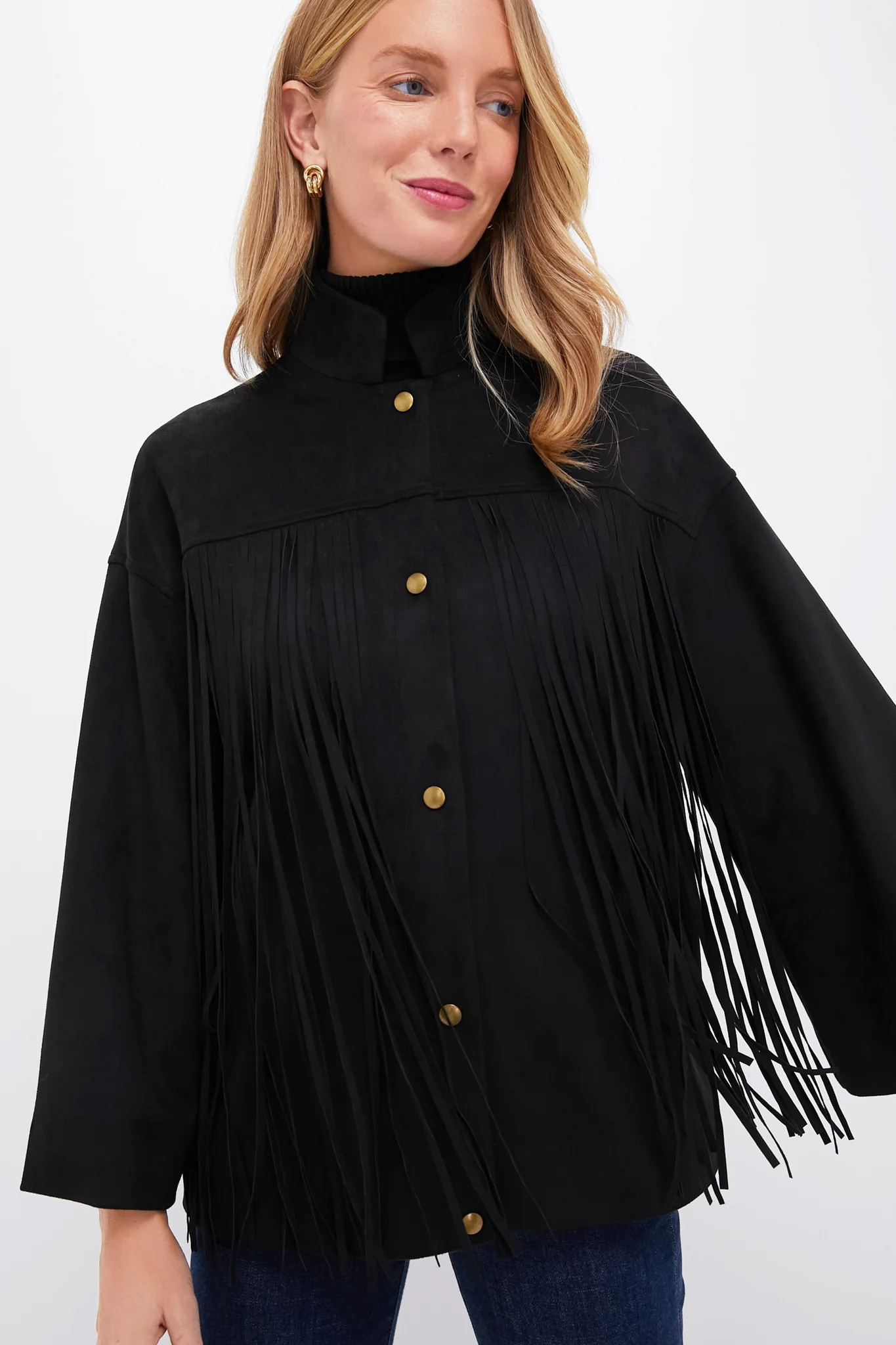 Black Suede Fringe Marant Shirt Jacket | Tuckernuck (US)