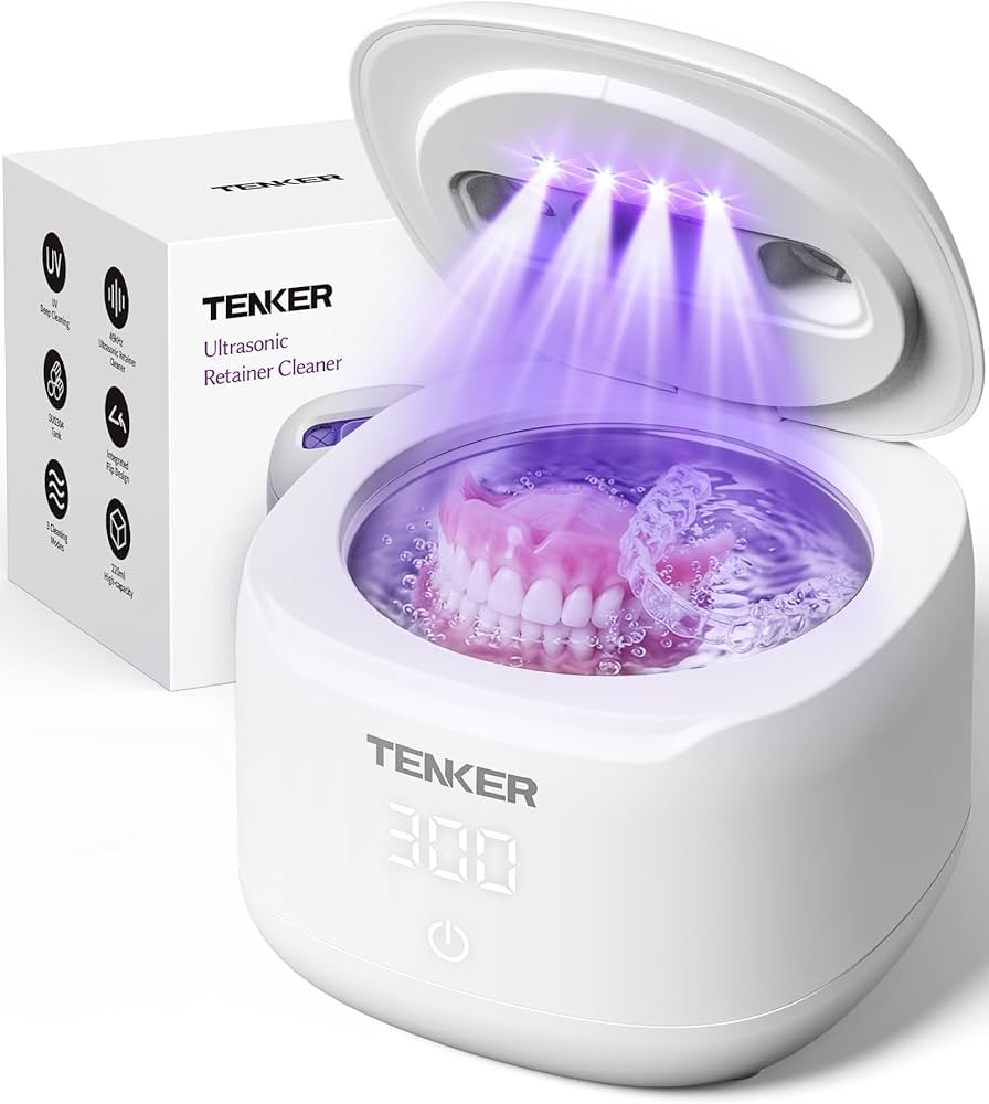 Ultrasonic Retainer Cleaner Machine, 49kHz Dental Cleaning Pod for Night Guards, Mouth Guards, Al... | Amazon (US)
