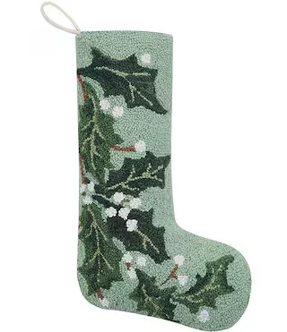 Peking Handicraft Green Holly Wool Hooked Holiday Stocking | Dillard's | Dillard's