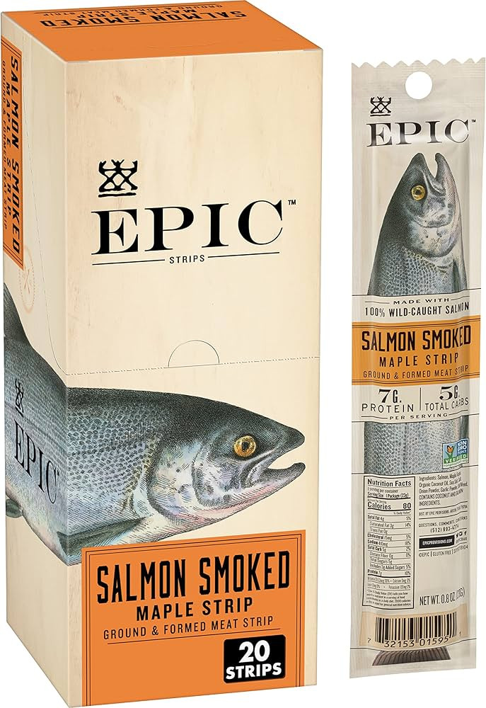 EPIC Salmon Smoked Maple Strips, Wild Caught, Paleo Friendly, Protein Snacks, 20 Ct, 16 oz | Amazon (US)