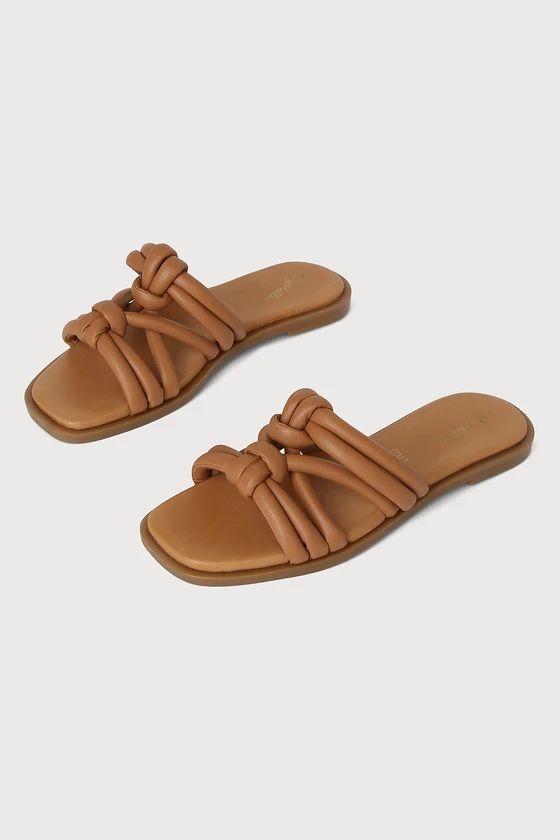 Sun Kissed Tan Knotted Slide Sandals | Lulus (US)