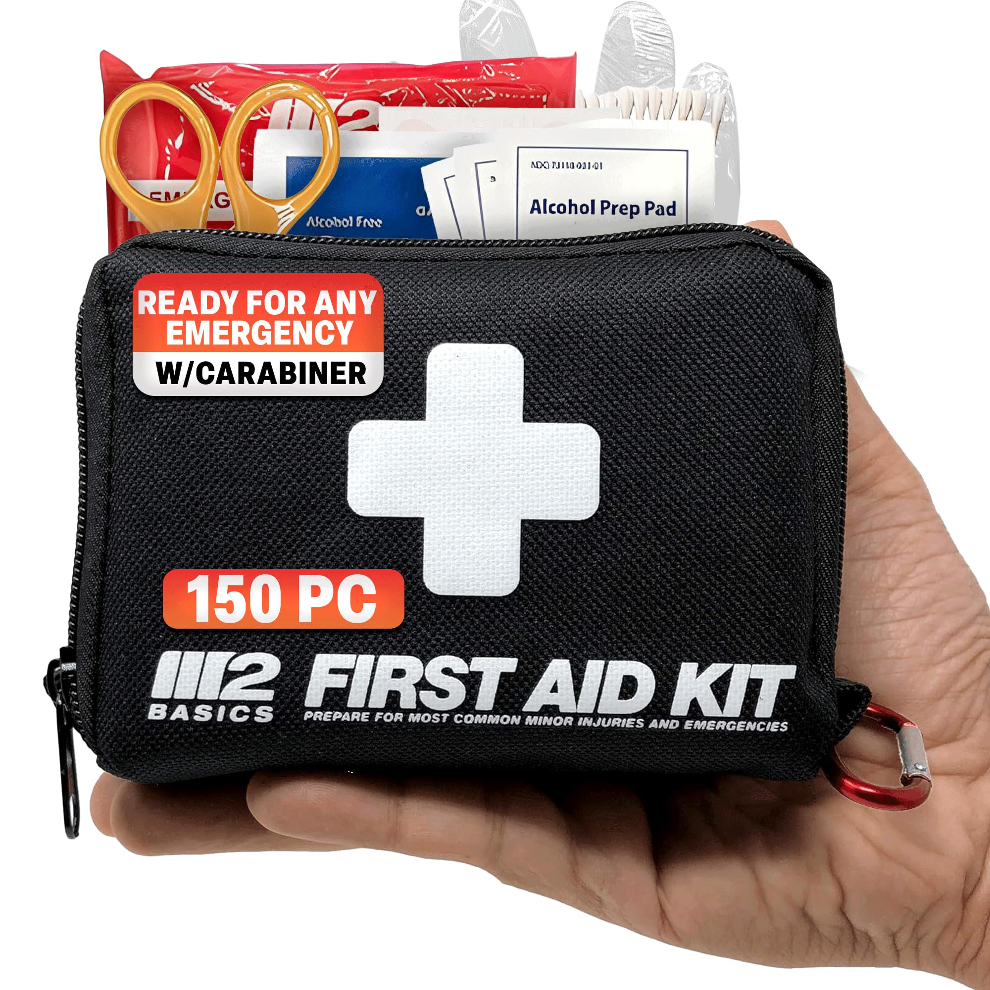 M2 BASICS All-Purpose 150 Piece First Aid Kit | Car, Travel, Home, Hiking, Camping, Survival | Sm... | Amazon (US)