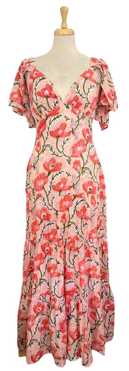 Sanibel Maxi Dress Peach Poppy | Madison Mathews