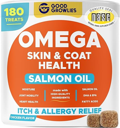 Omega 3 Fish Oil for Dogs (180 Ct) - Skin & Coat Chews - Dry & Itchy Skin Relief + Allergy Suppor... | Amazon (US)