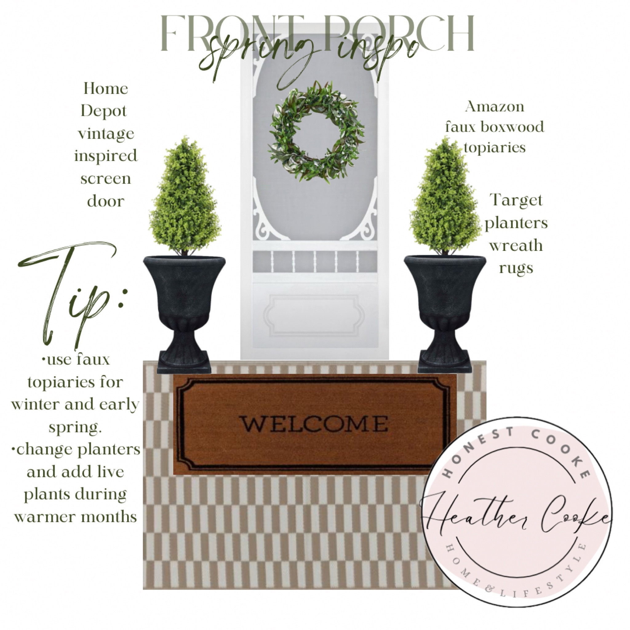 Set of two boxwood topiaries Amazon 
Walmart planter Target outdoor rug
Welcome mat, spring wreath studio McGee 
Spring decor, porch decor 

#LTKhome #LTKsalealert #LTKfindsunder100